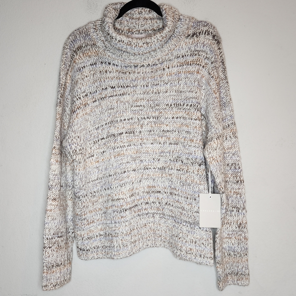 NWT Nordstrom Chelse28 Wool Alpaca Blend Turtleneck Sweater Beige Spacedye Large